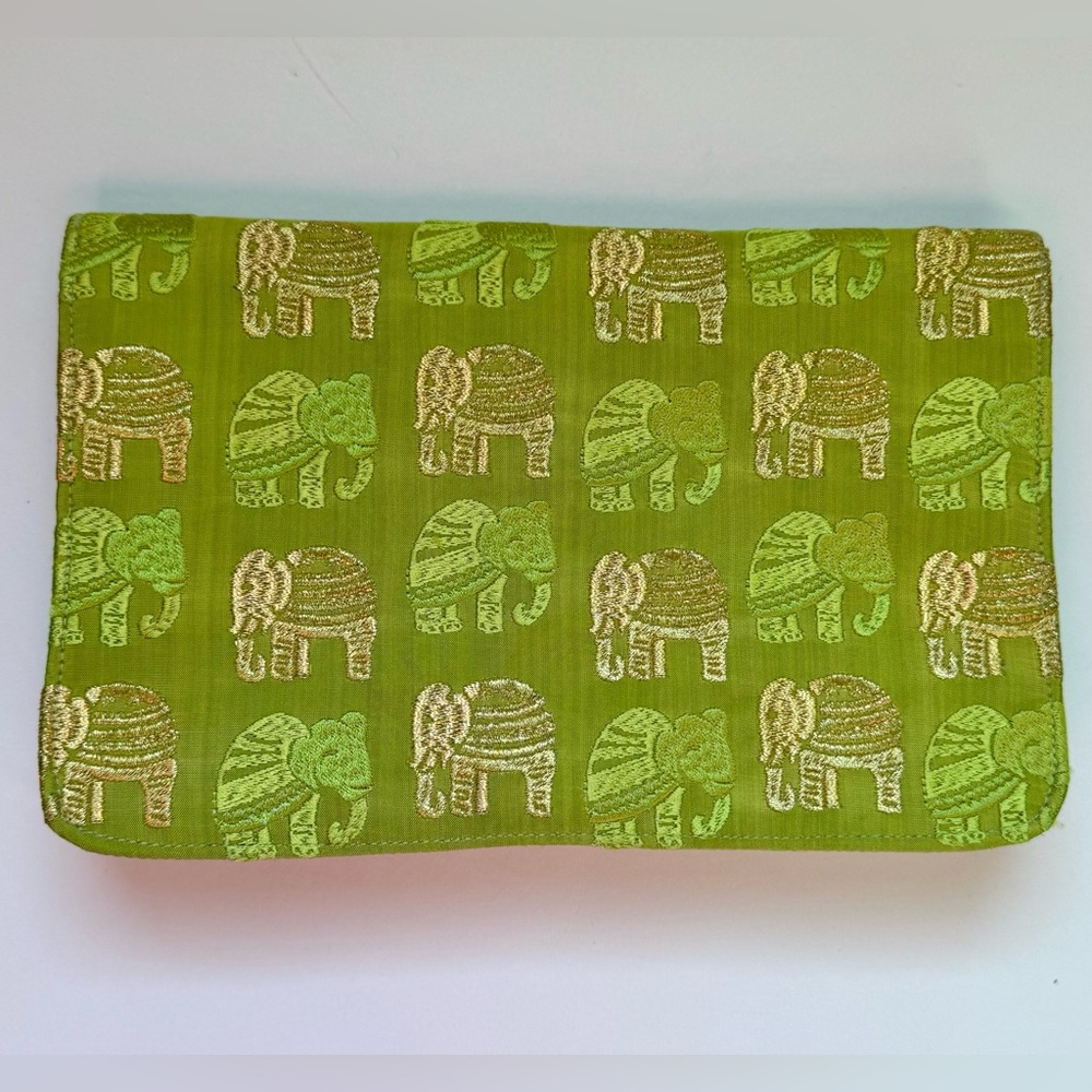 Shiraleah Chicago Chartreuse Green Embroidered Elephants clutch evening bag